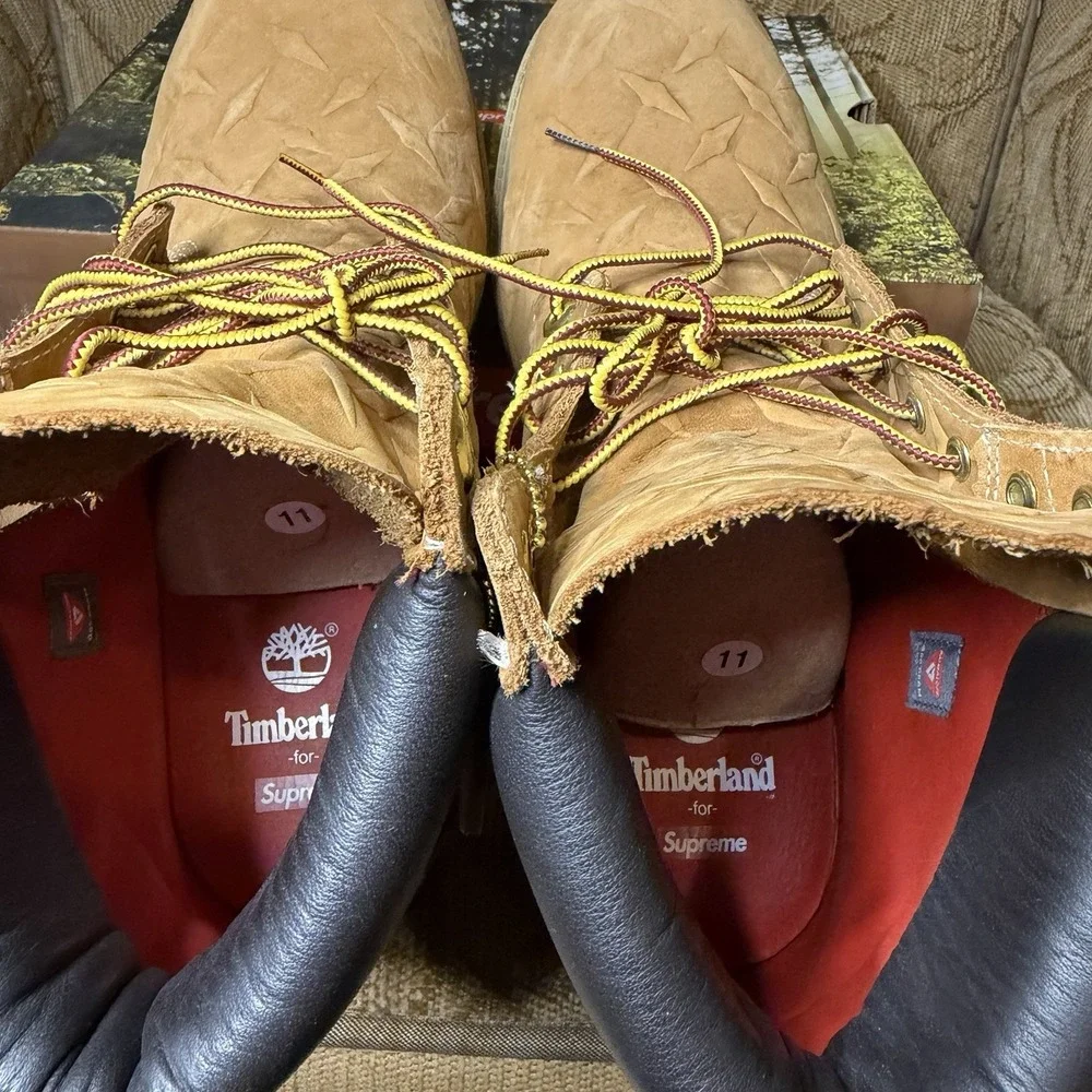 Supreme Timberland 6 Inch Premium Waterproof Boot Diamond Plate - Wheat Size 11